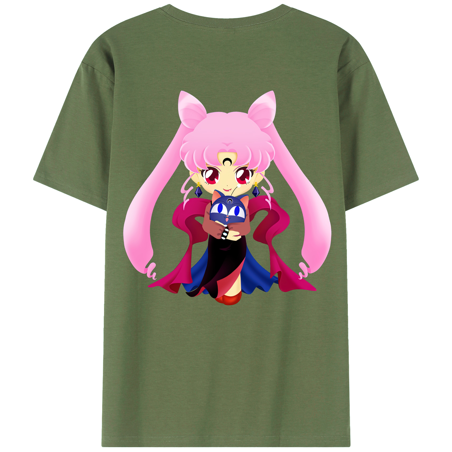 （画像用） 美少女戦士セーラームーン ちびうさ Sailor Moon Chibiusa Tsukino Usagi Small Lady Serenity 綿100％ メンズ半袖Tシャツ（バックプリント） 通気性